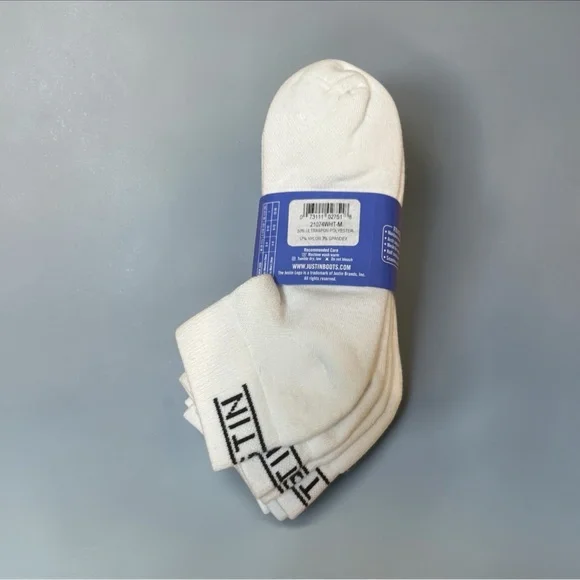 Justin Boots Classic White Men's Socks - 3 Pack medium for sizes 4-9 - Picture 2 of 2